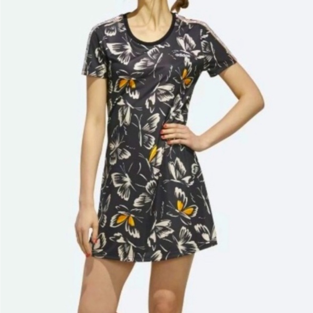 FARM Rio Black Floral Tee Dress with Yellow Accents